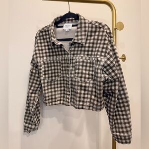 Le Lis Black and White Checkered Cropped Jacket